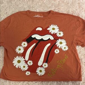 the Rolling Stones Cropped Graphic Tee - Orange